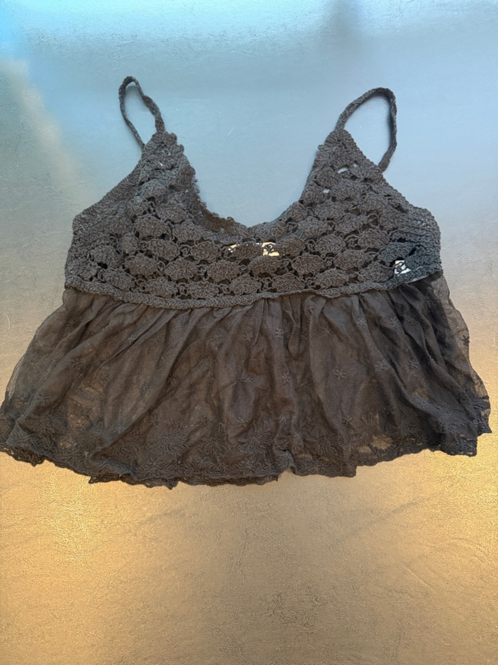 Crochet Lace Black Babydoll Tank Top